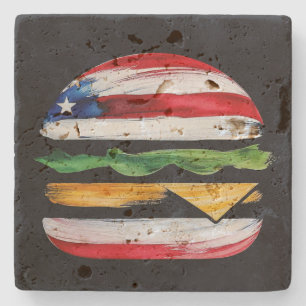 Amerika Burger (Zwart Schilderij Nr. 2) Stenen Onderzetter
