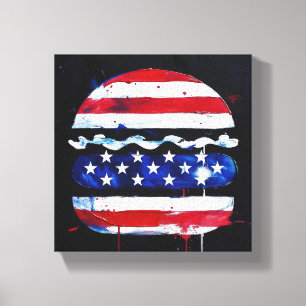 Amerika Burger (Zwart Schilderij Nr. 3) Canvas Afdruk