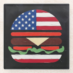 Amerika Burger (Zwart Schilderij Nr. 4) Glazen Onderzetter