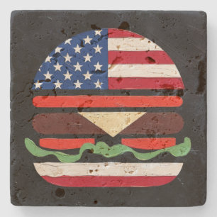Amerika Burger (Zwart Schilderij Nr. 4) Stenen Onderzetter