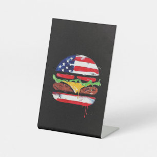 Amerika Burger (Zwart Schilderij Nr. 6) Reclamebord Met Voetstuk