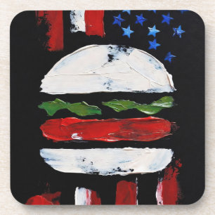 Amerika Burger (Zwart Schilderij Nr. 7) Bier Onderzetter