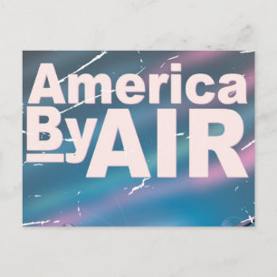 Amerika By Air vintage reisposter Briefkaart