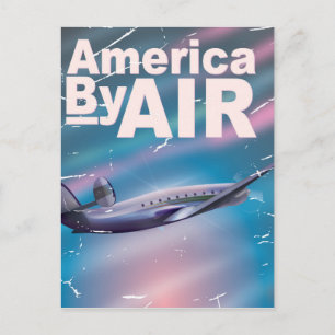 Amerika By Air vintage reisposter Briefkaart