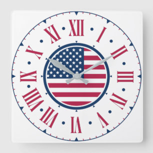 Amerika De Beauty Square Wall klok