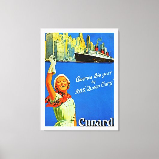 Amerika dit jaar door RMS Queen Mary ~ XL Canvas Afdruk (Voorkant)
