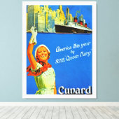 Amerika dit jaar door RMS Queen Mary ~ XL Canvas Afdruk (Insitu (Houten vloer))