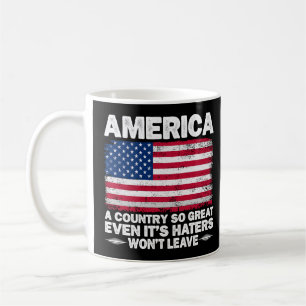 Amerika Een Land Zo Groot Usa Vlag Gepensioneerde Koffiemok