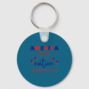 Amerika Eén Natie Onder God Kunstwerk Sleutelhanger