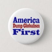Amerika First Dump Globalism red blue text Ronde Button 5,7 Cm (Voorkant)