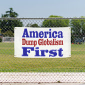 Amerika First Dump Globalism red blue text Spandoek (Insitu)