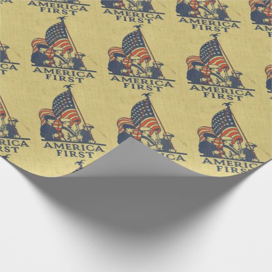 Amerika First Typografie  Amerikaanse vlag Cadeaupapier (Hoek)