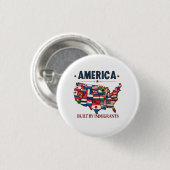 Amerika gebouwd door immigranten Patriottisch Amer Ronde Button 3,2 Cm (Voorkant /achterkant)