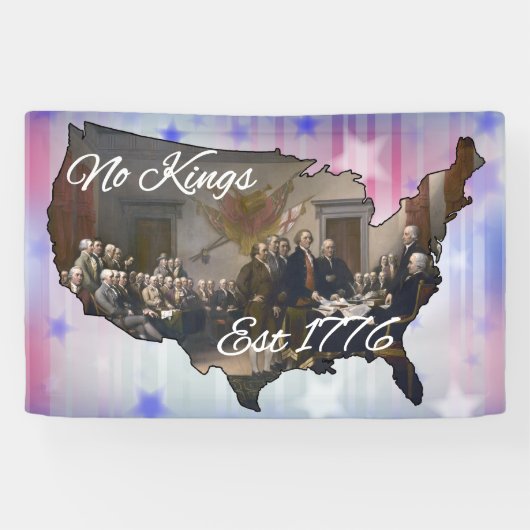 Amerika Geen Koningen Est 1776 Spandoek (Horizontaal)