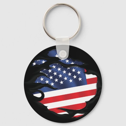 Amerika Geripte Vlag Sleutelhanger (Voorkant)