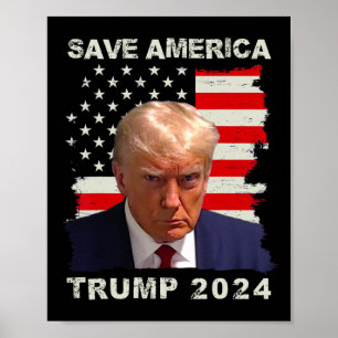 Amerika Gratis Trump Mok Shot 2024 Amerikaanse vla Poster