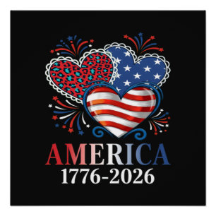 Amerika harten 1776-2026 patriottisch perfect poster