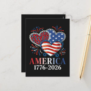 Amerika Hartstochtelijk 1776-2026 Patriottisch Feestdagenkaart