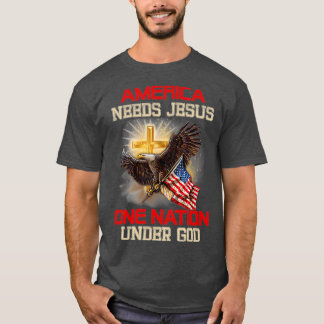 Amerika heeft Jezus één natie nodig onder T-shirt