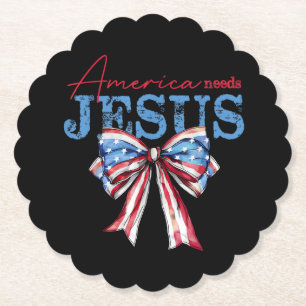 Amerika heeft Jezus nodig Christelijke Amerikaanse Kartonnen Onderzetters