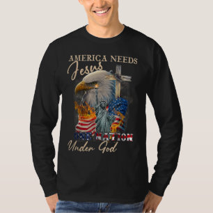 Amerika heeft Jezus nodig Eén natie onder God Adel T-shirt