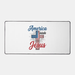 Amerika heeft Jezus nodig Patriottisch kruis shirt Bureaumat