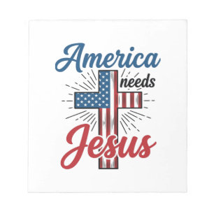 Amerika heeft Jezus nodig Patriottisch kruis shirt Notitieblok