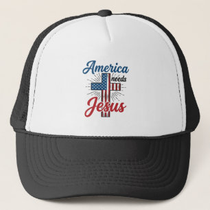 Amerika heeft Jezus nodig Patriottisch kruis shirt Trucker Pet