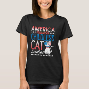 Amerika heeft kinderloze kattendames Grappige Scha T-shirt