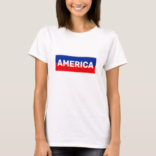 Amerika in blauw en rode strepen T-shirt