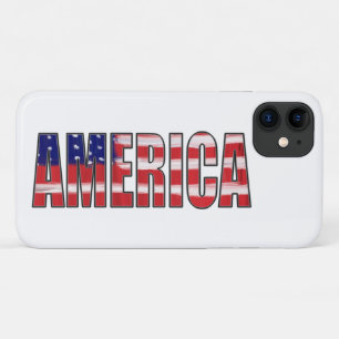 AMERIKA in vlag-kleuren iPhone 11 Hoesje