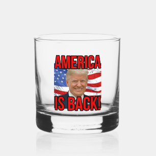 Amerika is terug Donald Trump Amerikaanse vlag SOT Whisky Glas