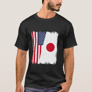 Amerika Japan Halve Vlag Draag VS Amerikaans Japan T-shirt