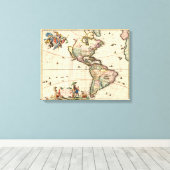 Amerika Kaart 1670 verpakt canvas (Insitu (Houten vloer))