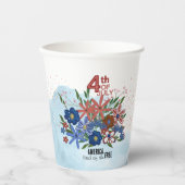 "Amerika Land van de Vrije" 4 Juli Bloemen Papieren Bekers (Voorkant)