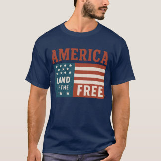 Amerika land van de vrije vlag grid art t-shirt