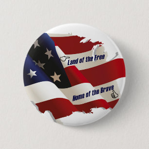 Amerika/Land van het Vrije Huis van de Brave/Patri Ronde Button 5,7 Cm