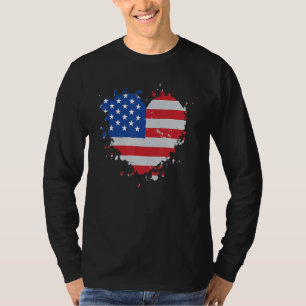 Amerika Love Vlag USA Hart 4 juli Amerikaanse P T-shirt