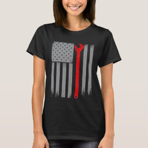 Amerika Mechanic Usa Vlag Patriottisch 4 juli In T-shirt
