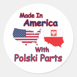 Amerika met Polski onderdelen Ronde Sticker