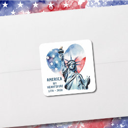 Amerika Mijn Hartsvuur 1776-2026 Patriottisch Vierkante Sticker