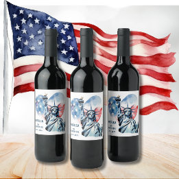 Amerika Mijn Hartsvuur 1776-2026 Patriottisch Wijn Etiket