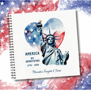 Amerika Mijn Hartsvuur Gepersonaliseerd Patriottis Notitieboek