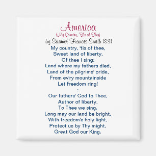 Amerika (mijn land, de "Tis of the") 1831 Magneet