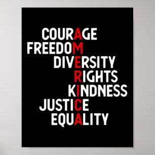 Amerika Moed Vrijheid Diversiteit Rechten Vriendsc Poster