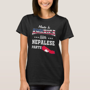 Amerika Nepalese Onderdelen Nepal Kaart VS Vlag Af T-shirt
