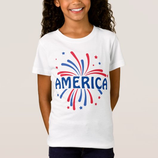 AMERIKA Patriottisch Vuurwerk juli 4e T-shirt (Voorkant)