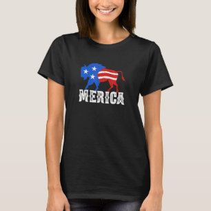 Amerika Patriottische Bizon Buffel met Amerika T-shirt