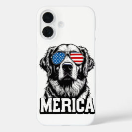 Amerika - Patriottische Golden Retriever iPhone 16 Hoesje