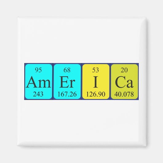 Amerika periodiek table name magnet magneet (Voorkant)